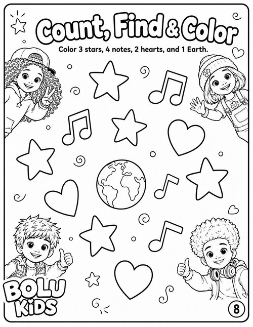 Count, Find and Color activity page preview